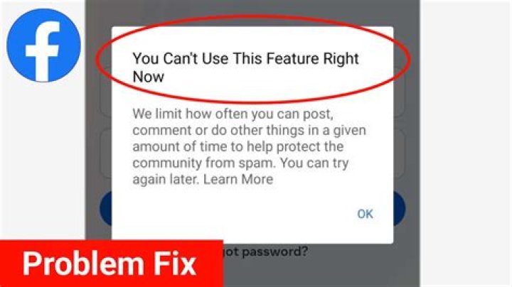 Facebook 'You Can't Use This Feature Right Now' error fix