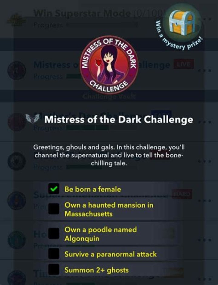 How to Complete The Mistress of the Dark Challenge in Bitlife