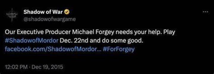 Michael Forgey, Shadow of Mordor & Gears Of War Producer, Has Passed Away