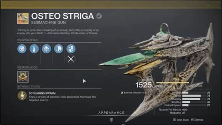 Osteo Striga God Roll in Destiny 2