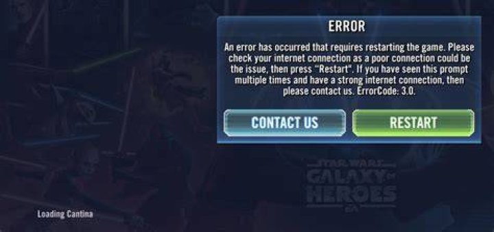 Star Wars Galaxy Of Heroes Error Code 3.0: How To Fix