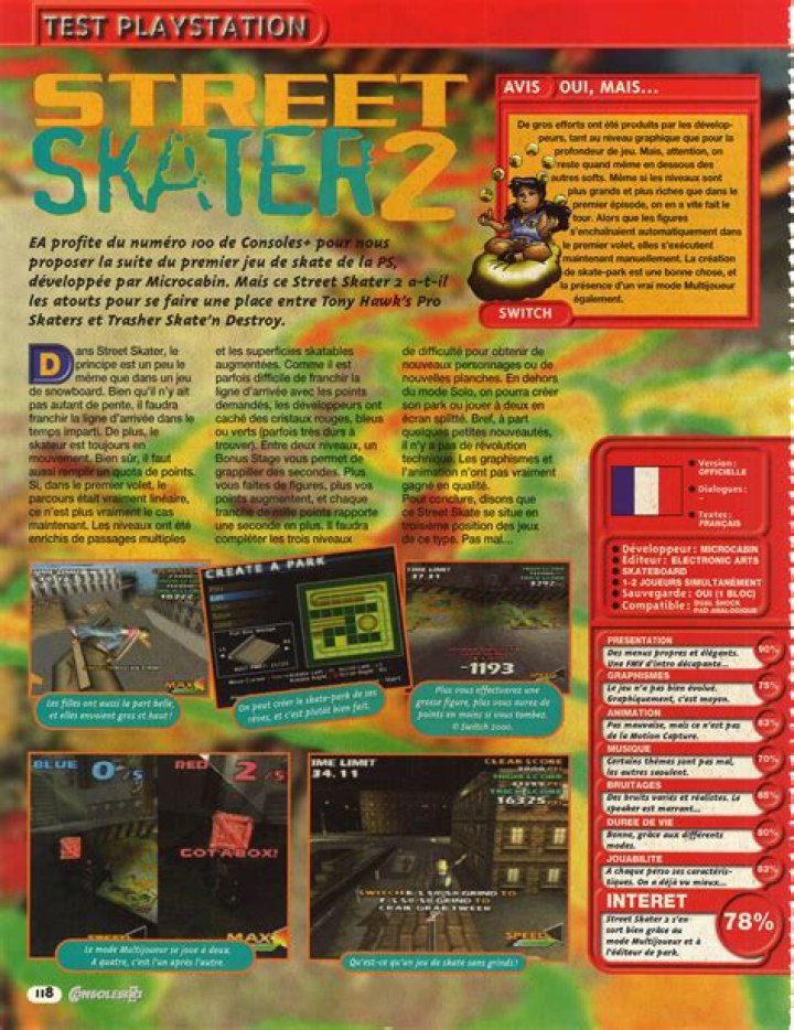 Street Sk8er 2 PS Cheats