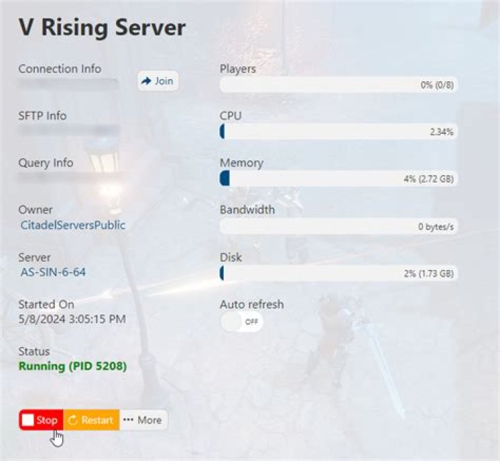 V Rising Server Activity