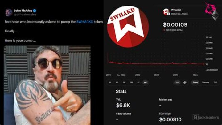What does the John McAfee cryptocurrency 'WHACKD' tweet mean?
