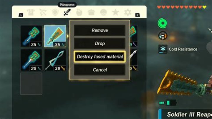Zelda: Tears of the Kingdom: How to Unfuse Gear